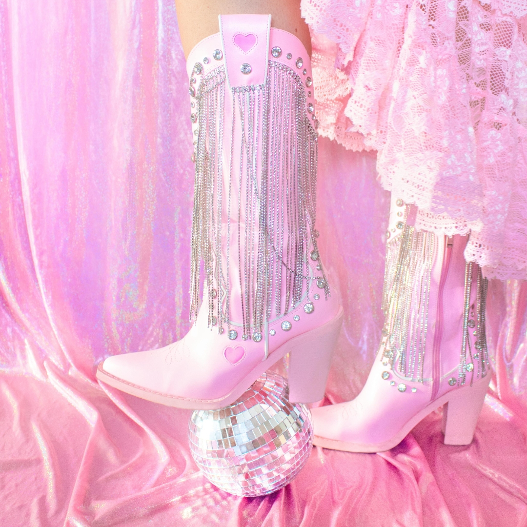 Cowboy boot on disco ball